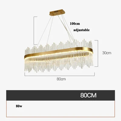 Art Deco Glass LED Chandelier – Round & Oval, Gold & Chrome, 50–120cm