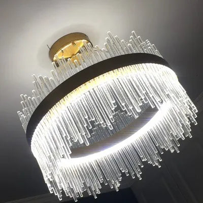 Art Deco Glass LED Chandelier – Round & Oval, Gold & Chrome, 50–120cm