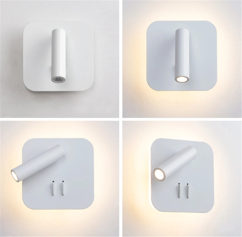 Swivel LED Wall Lamp with Switch – Dimmable Bedside Reading Light