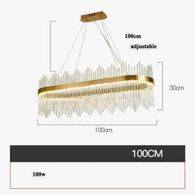 Art Deco Glass LED Chandelier – Round & Oval, Gold & Chrome, 50–120cm