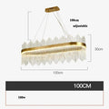 Art Deco Glass LED Chandelier – Round & Oval, Gold & Chrome, 50–120cm