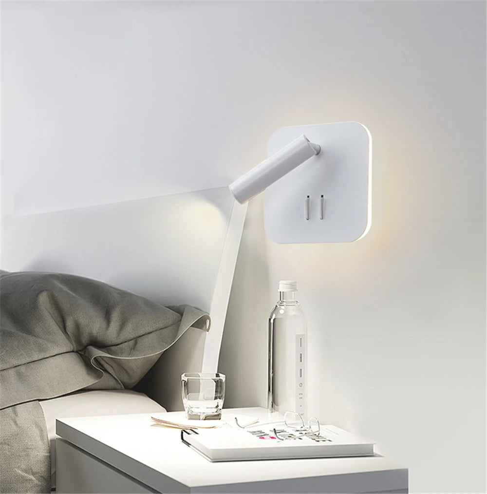 Swivel LED Wall Lamp with Switch – Dimmable Bedside Reading Light