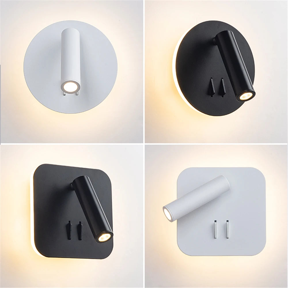 Swivel LED Wall Lamp with Switch – Dimmable Bedside Reading Light