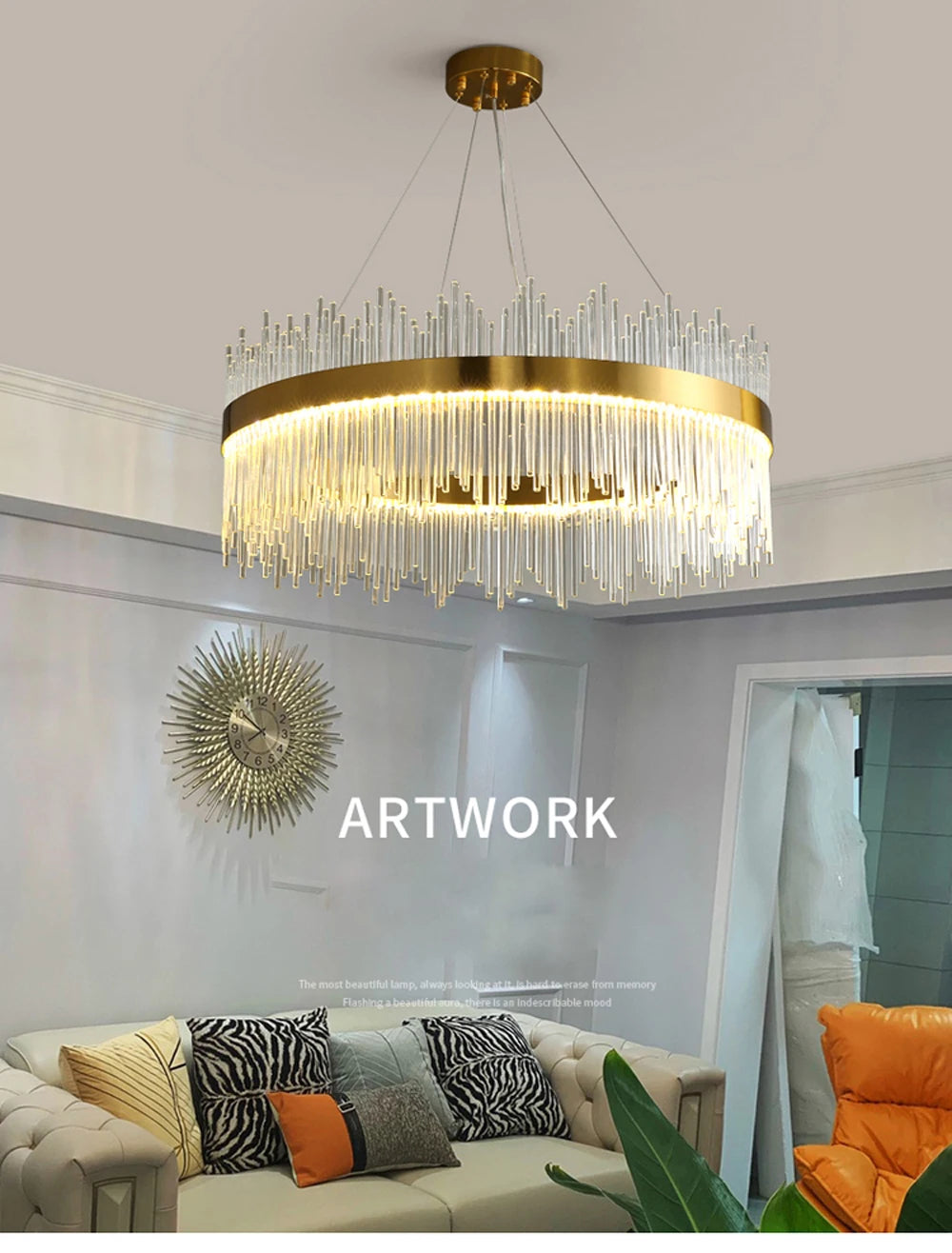 Art Deco Glass LED Chandelier – Round & Oval, Gold & Chrome, 50–120cm