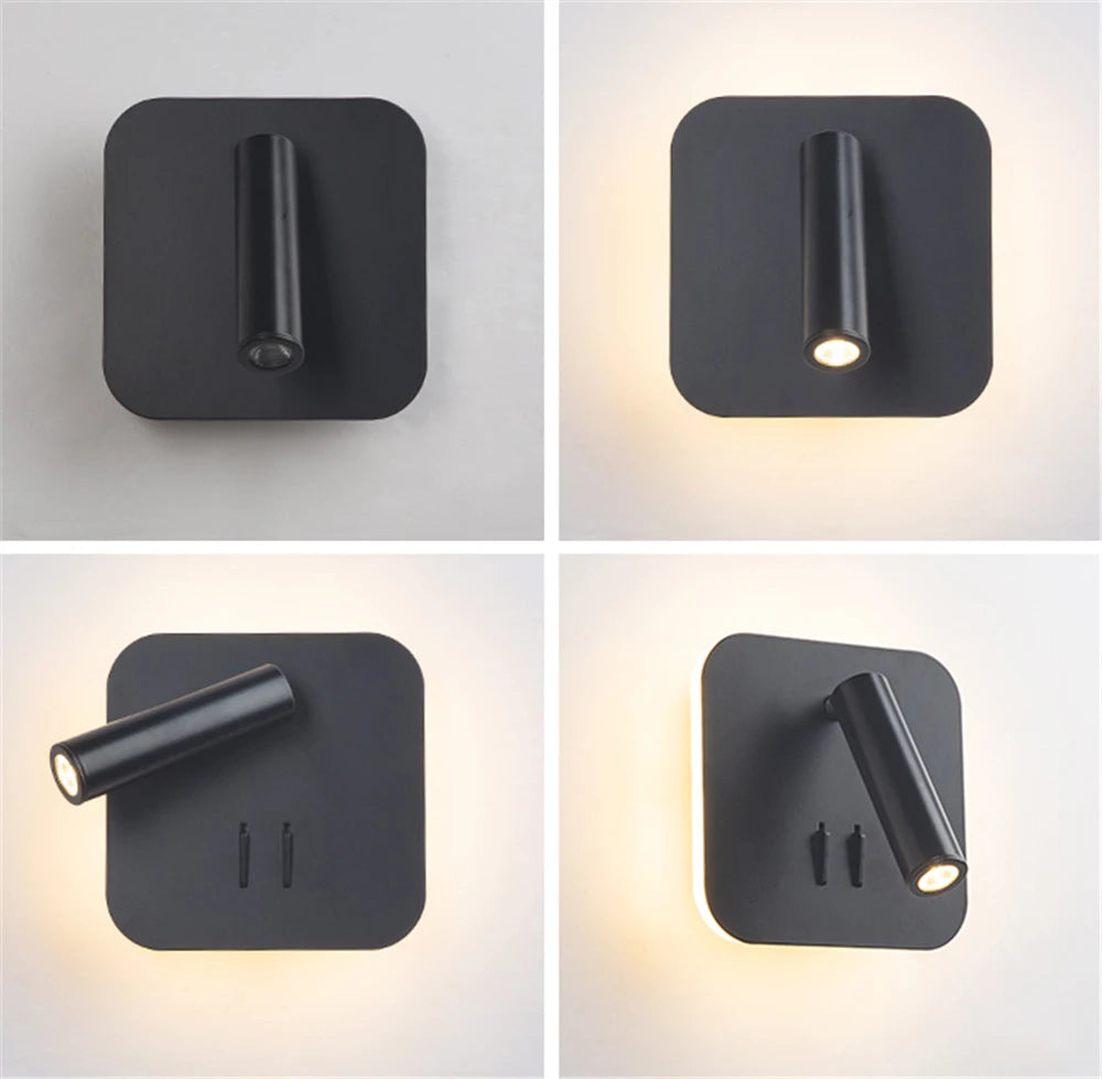 Swivel LED Wall Lamp with Switch – Dimmable Bedside Reading Light