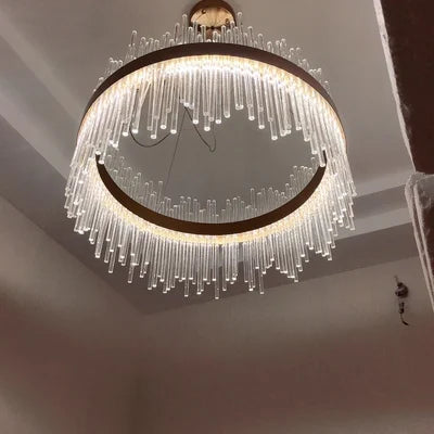 Art Deco Glass LED Chandelier – Round & Oval, Gold & Chrome, 50–120cm