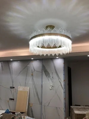 Art Deco Glass LED Chandelier – Round & Oval, Gold & Chrome, 50–120cm
