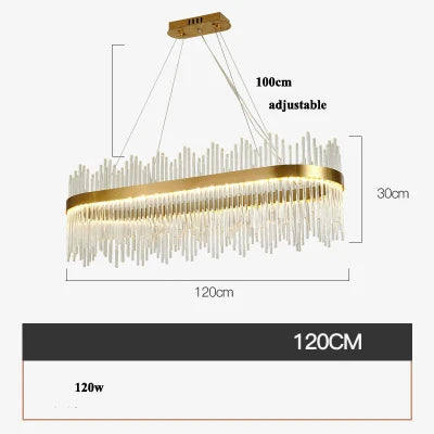 Art Deco Glass LED Chandelier – Round & Oval, Gold & Chrome, 50–120cm