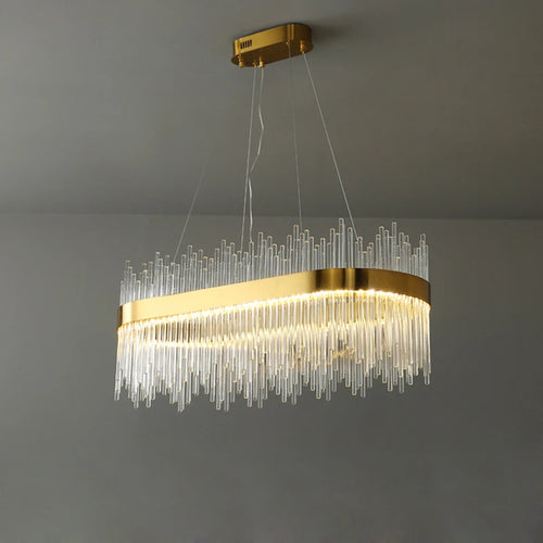 Art Deco Glass LED Chandelier – Round & Oval, Gold & Chrome, 50–120cm