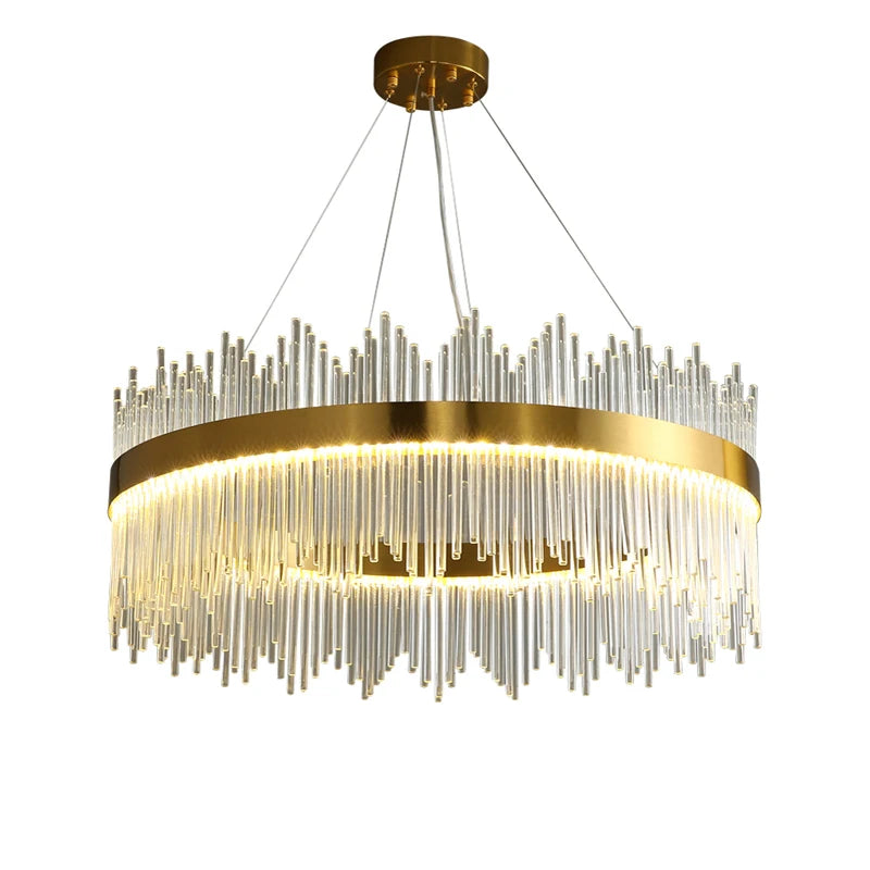 Art Deco Glass LED Chandelier – Round & Oval, Gold & Chrome, 50–120cm