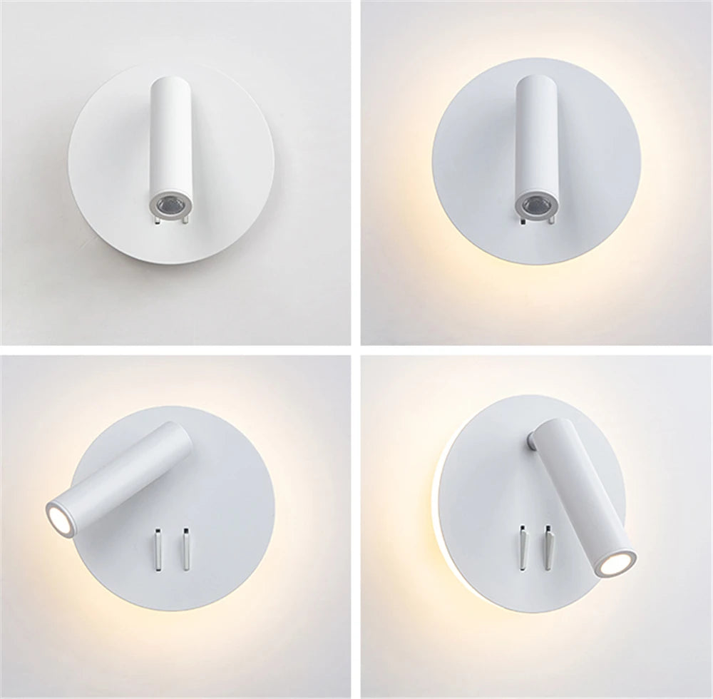 Swivel LED Wall Lamp with Switch – Dimmable Bedside Reading Light