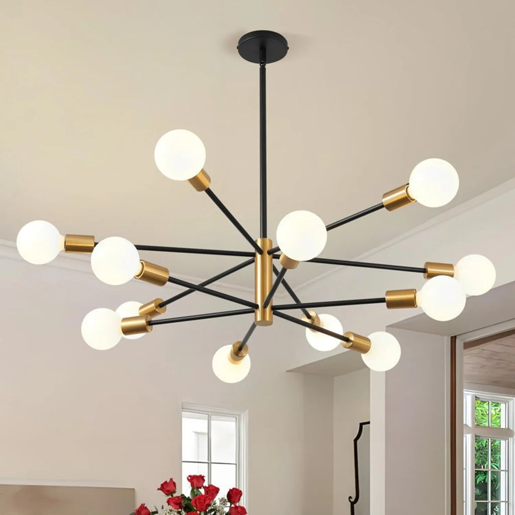Modern E27 Chandelier – 6, 8, 10 or 12 Heads | Gold, Chrome & Black