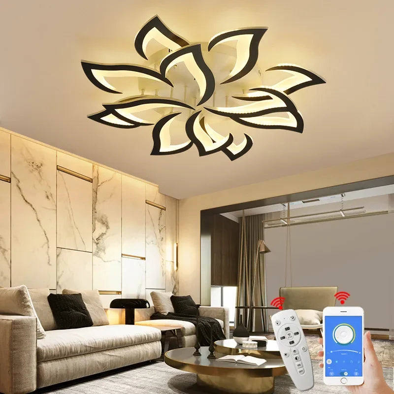 Nordic Smart LED Ceiling Lamp – APP & Remote Control, 5–18 Heads, Dimmable