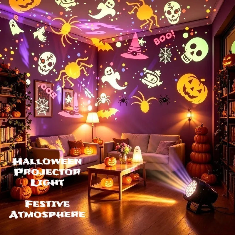 Halloween LED Projector Light – USB-Powered Rotating Patterns