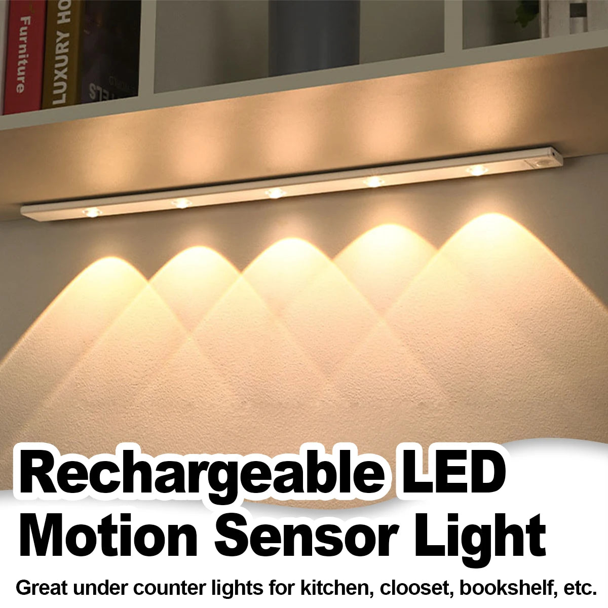 Ultra-Slim LED Motion Sensor Cabinet Light – USB Rechargeable
