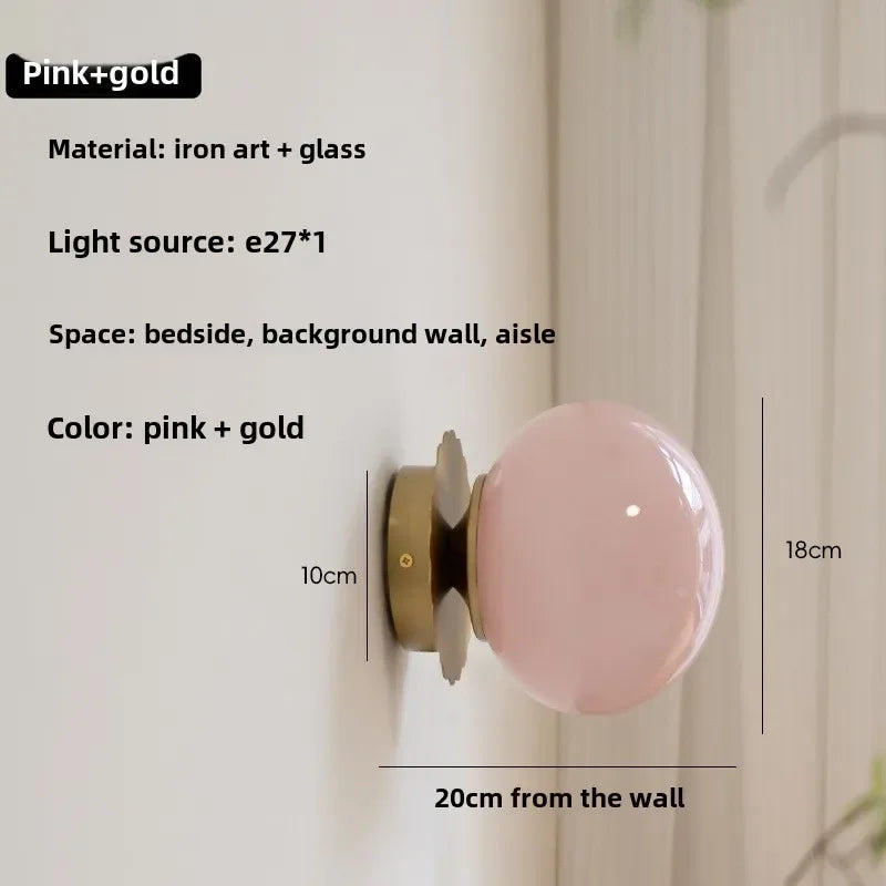 Modern Glass Ball Wall Lamp – E27 LED, Chrome & Copper Finishes
