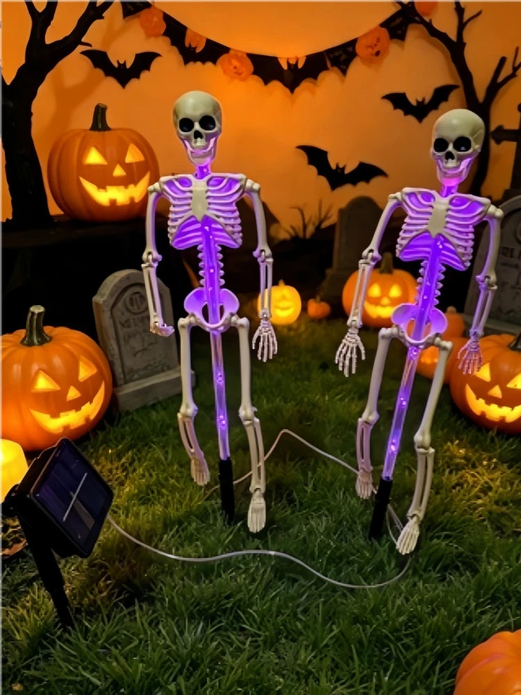 Halloween Solar LED Garden Stake Lights – Bat & Skeleton Designs