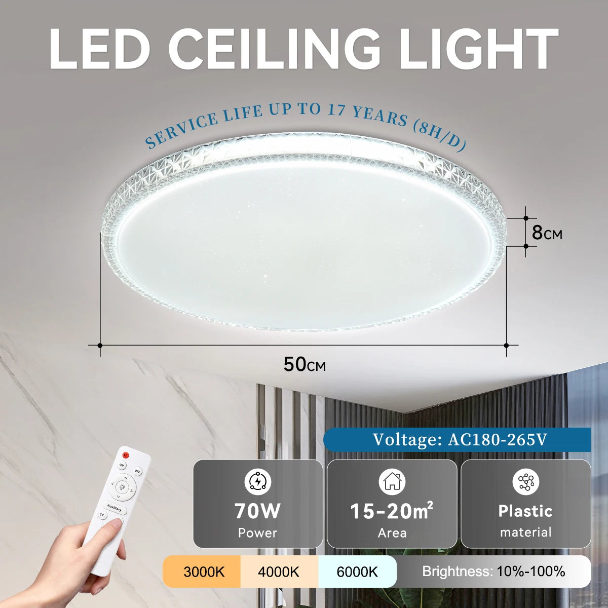 LED Deckenleuchte mit Fernbedienung – Dimmbar & RGB