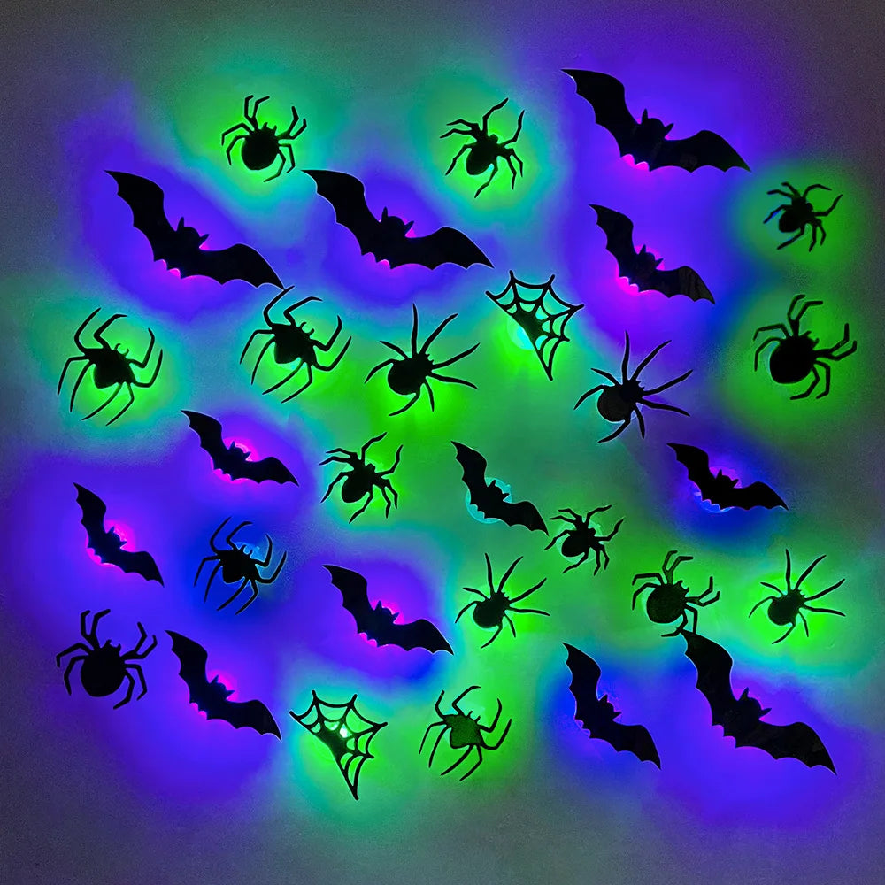 Halloween 3D Bat & Spider LED Wall Stickers