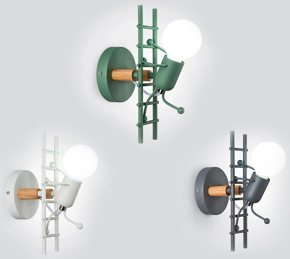 Creative Metal Robot Wall Lamp – E27 LED, 14 Colors