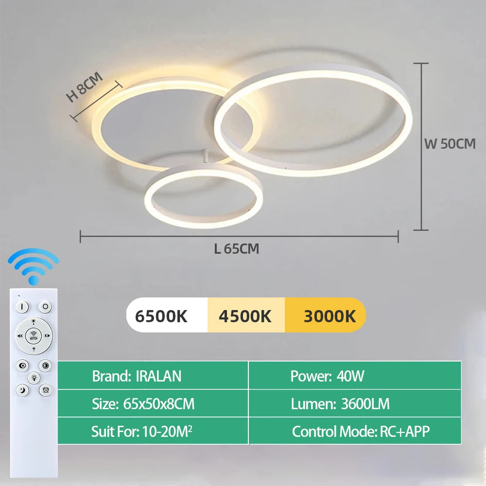 Modern LED Dimmable Ceiling Chandelier – Remote Control, 1–6 Heads