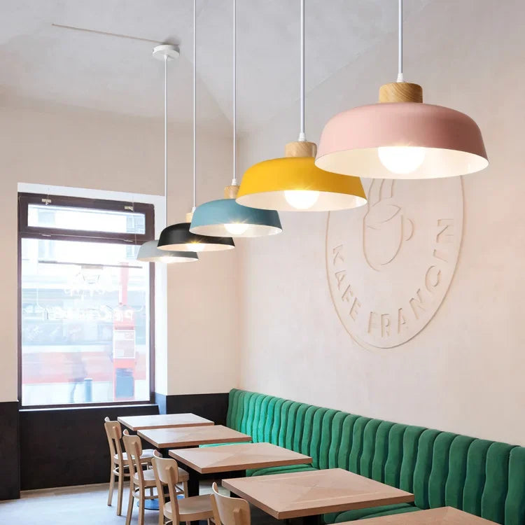 Nordic Macaron Chandelier – Solid Wood Pendant Light
