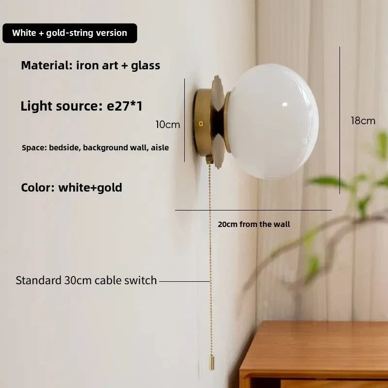 Modern Glass Ball Wall Lamp – E27 LED, Chrome & Copper Finishes