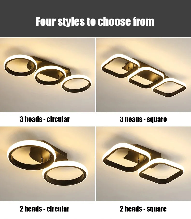 Nordic LED Ceiling Lamp – Square & Round, 20W/30W, 3-Colour Light
