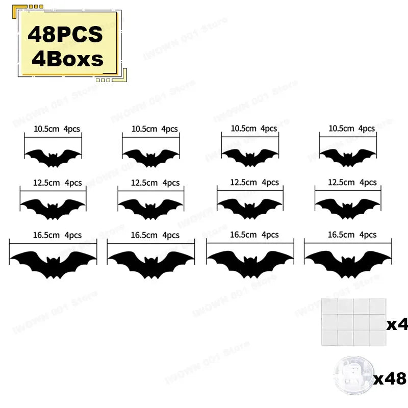 Halloween 3D Bat & Spider LED Wall Stickers