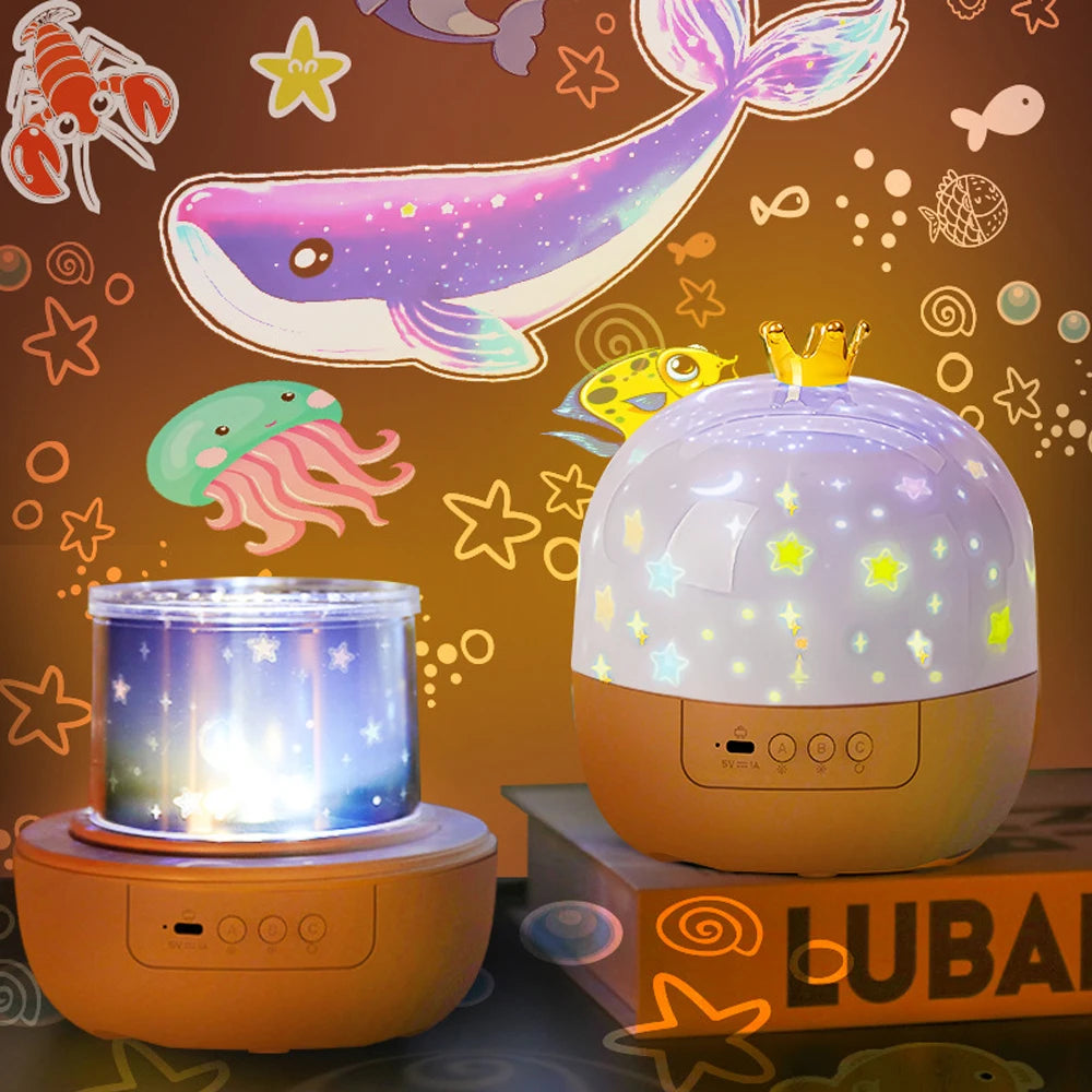 Star & Ocean LED Night Light Projector – 5 Films, 4 Colours, 360° Rotation