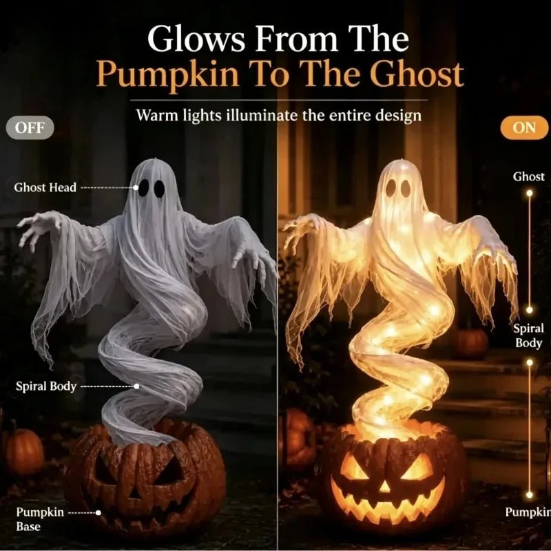 Halloween Ghost & Pumpkin LED Decoration – 20 cm