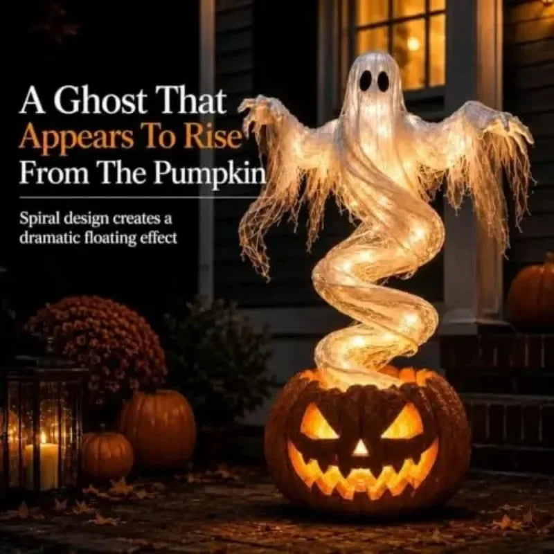 Halloween Ghost & Pumpkin LED Decoration – 20 cm