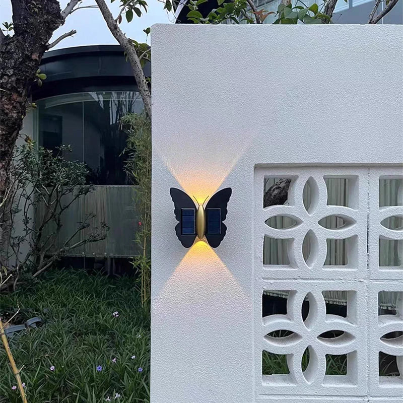 Schmetterling Solar-Wandleuchte | LED | Warm & Weiß | Gartendekoration
