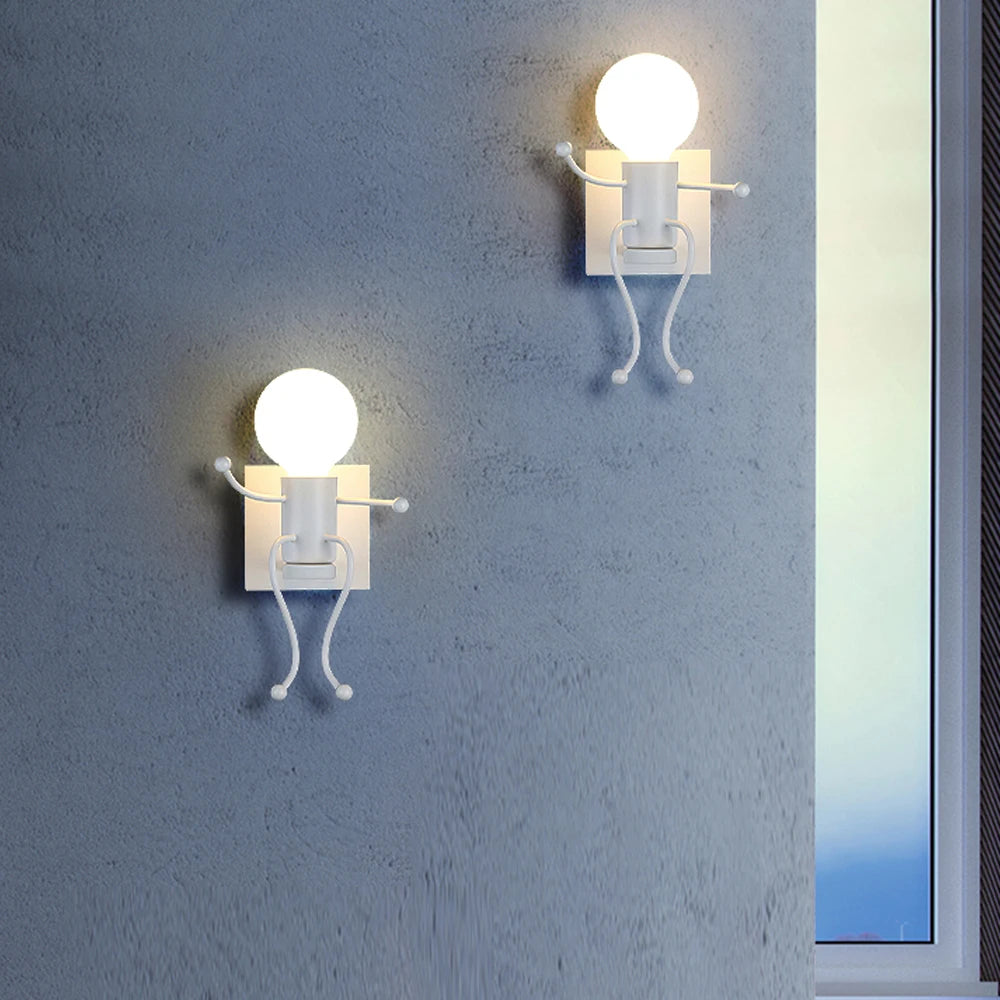 Creative Metal Robot Wall Lamp – E27 LED, 14 Colors