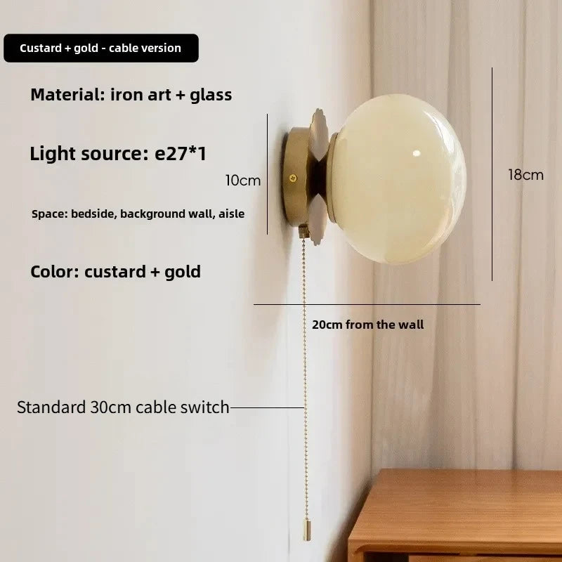 Modern Glass Ball Wall Lamp – E27 LED, Chrome & Copper Finishes