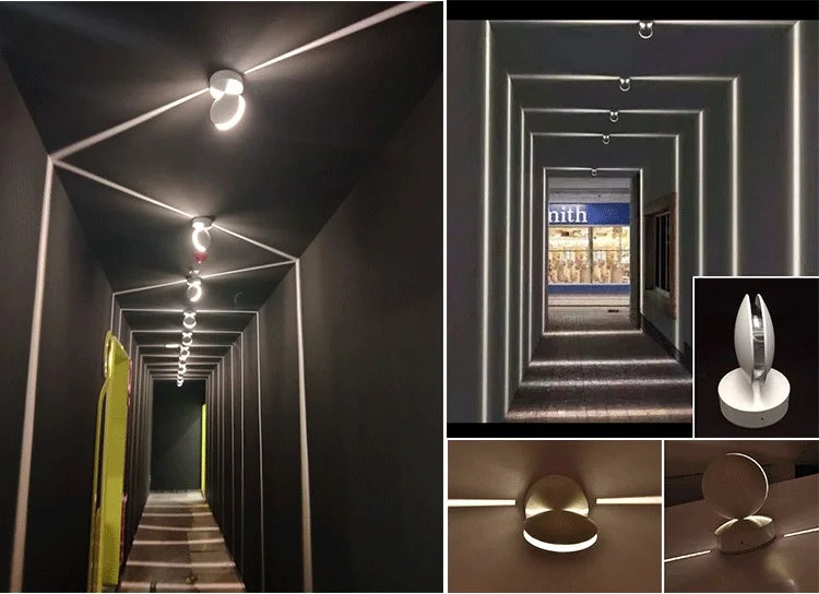 360° Rotating LED Wall & Ceiling Lamp – Warm & Cool White, Black & White