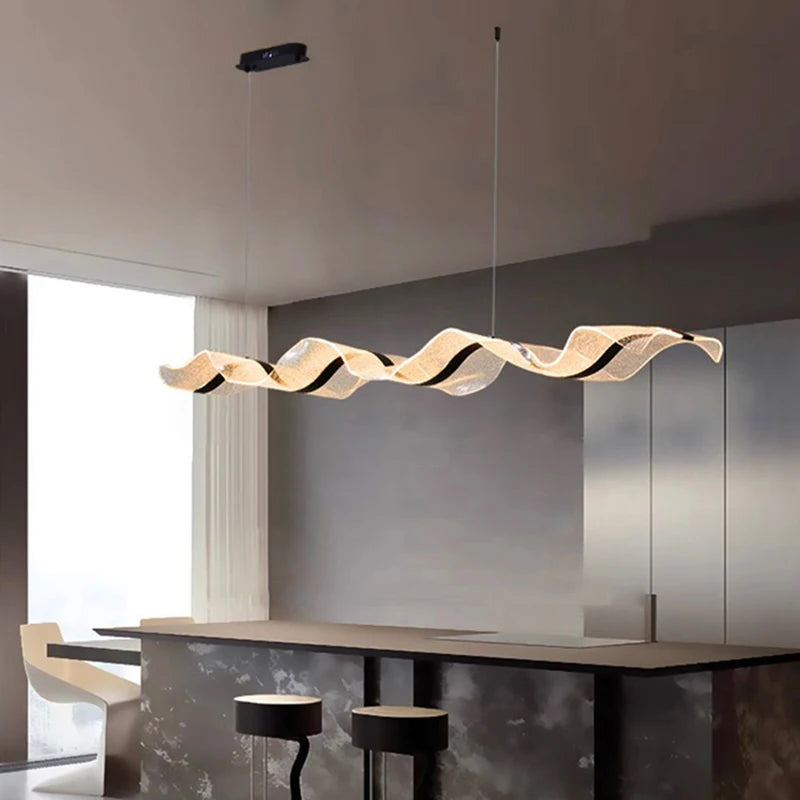 Modern LED Linear Pendant Light – Dimmable Dining Room Chandelier