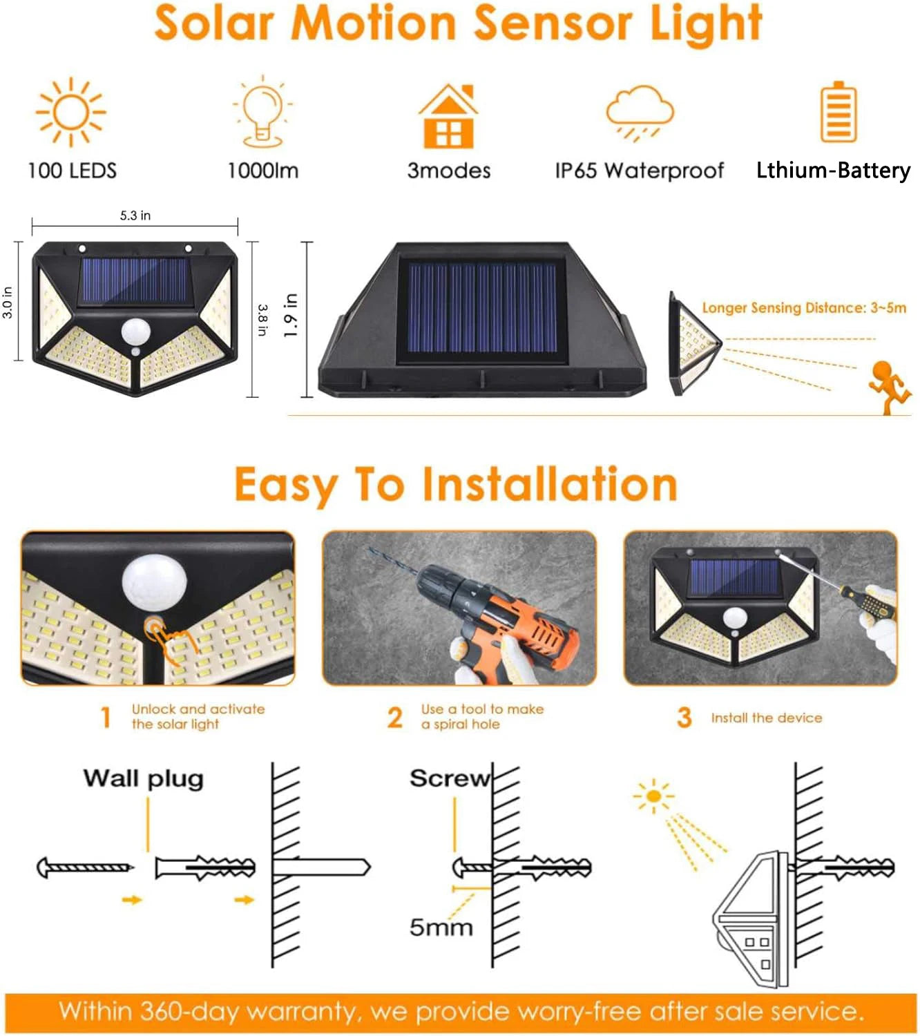 Solar LED Flood Light | 100 LED | Motion Sensor | 3 Modes
