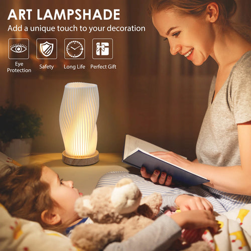 3D-gedruckte Boho-Tischlampe – dimmbarer Holzsockel | AlohaHome