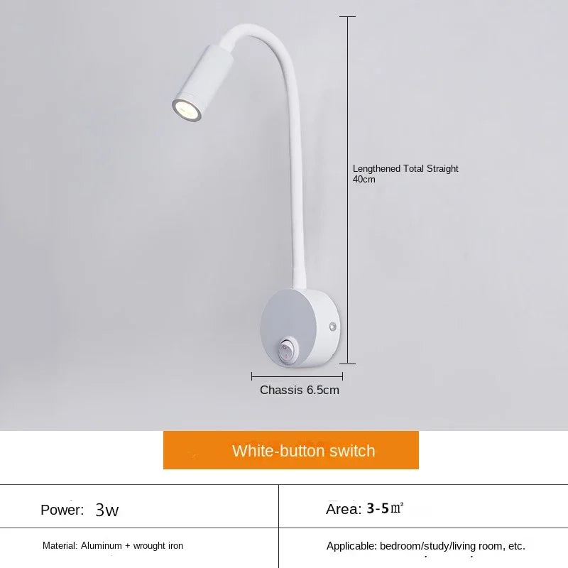 LED Gooseneck Wall Lamp – 360° Rotating Spotlight