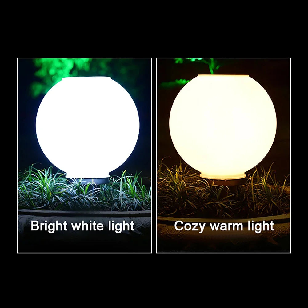 Solar Round Ball Column Lamp – Outdoor Garden & Courtyard Light