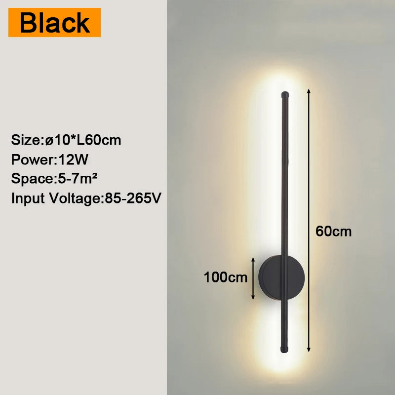 Modern LED Wall Sconce – Black or Gold, 5 Sizes, 4 Light Modes