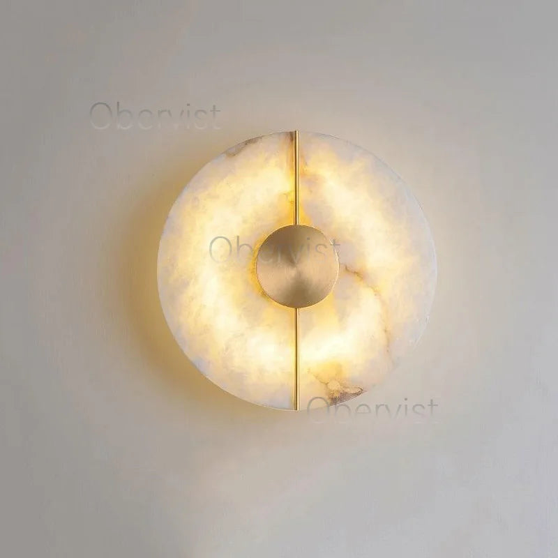 Alabaster Marble LED Wall Sconce – 20cm, Gold & Black, 3 Colour Temps