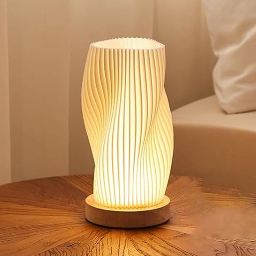 3D Printed Boho Table Lamp — Dimmable Wood Base | AlohaHome