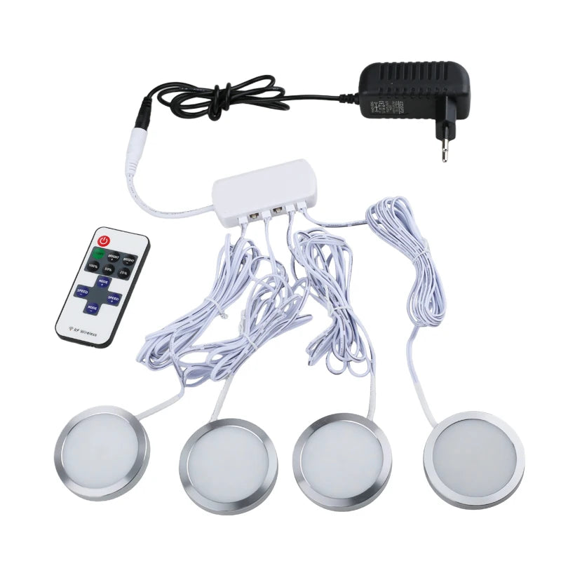 LED Puck Lights with RF Remote – Dimmable Under Cabinet Lighting