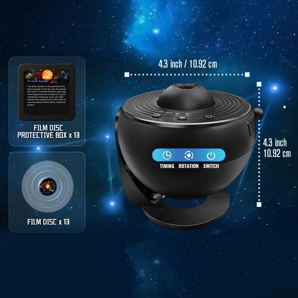 13-in-1 Planetarium Galaxy Projector – HD, 360°, 70m² Coverage, USB
