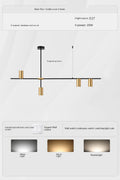 Modern Long Chandelier Pendant Light – Black Gold LED Ceiling Lamp