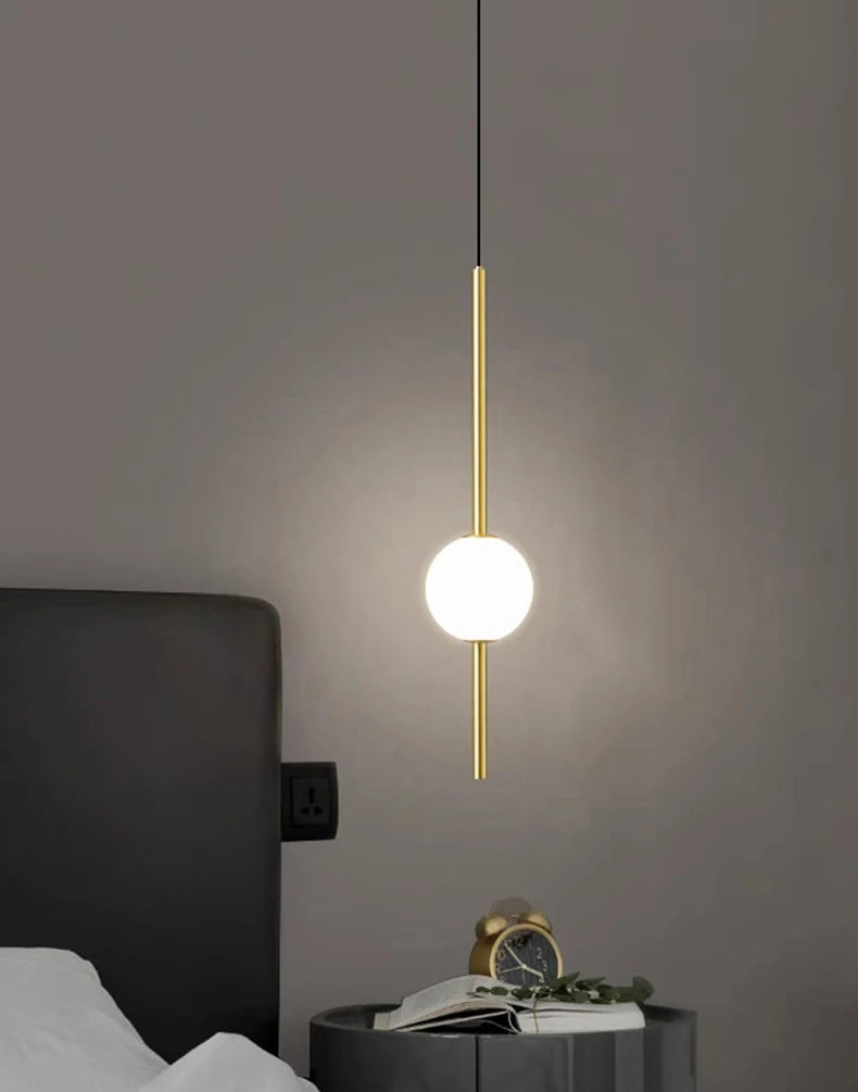 Modern LED Bedside Pendant Light – 1 or 2 Heads, 4 Light Modes