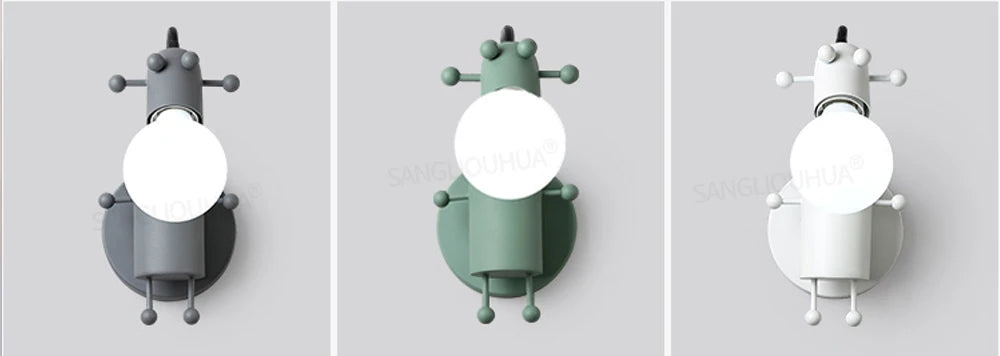 Creative Metal Robot Wall Lamp – E27 LED, 14 Colors