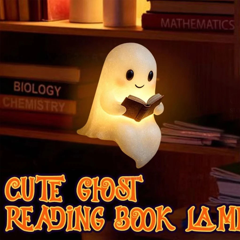 Reading Ghost Night Light – Warm Glow Resin Decoration